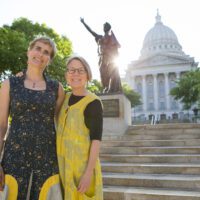 Brenda Baker and Bird Ross stand by Miss Forward at the Wisconsin State Capitol in Madison, Wisconsin on May 31, 2018. Beth Skogen Photography www.bethskogen.com