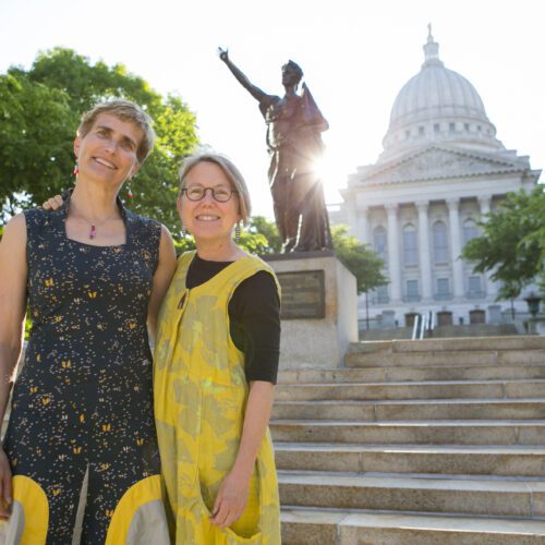 Brenda Baker and Bird Ross stand by Miss Forward at the Wisconsin State Capitol in Madison, Wisconsin on May 31, 2018. Beth Skogen Photography www.bethskogen.com