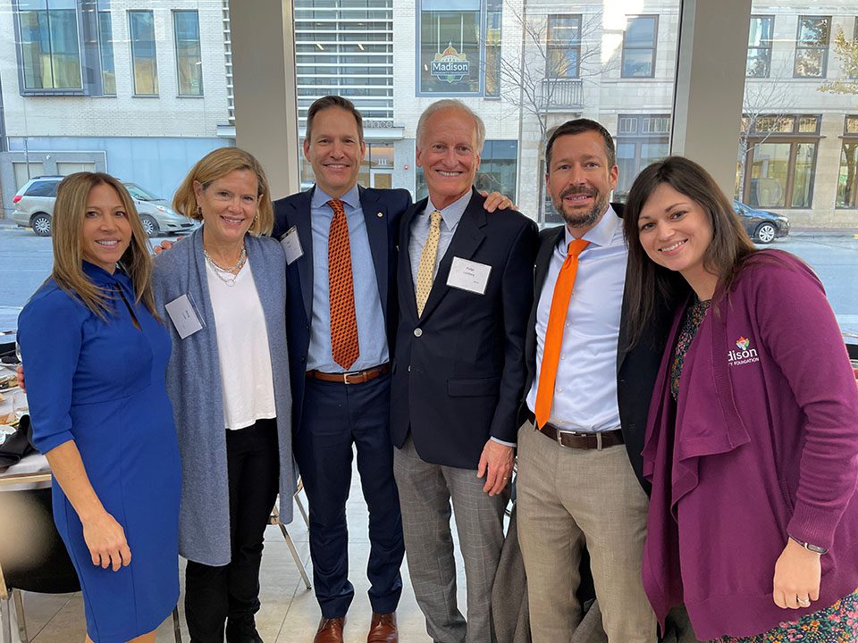 MCF staff and board stand with Pete Lundburg, at the Madison Philanthropy Day celebration.