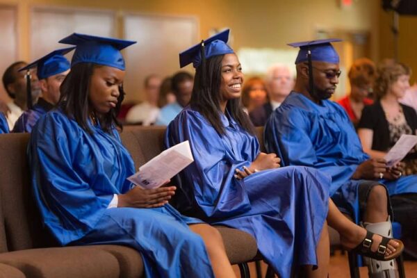 Graduates in cap and gown
