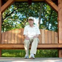 Steve Morton sitting on a bench