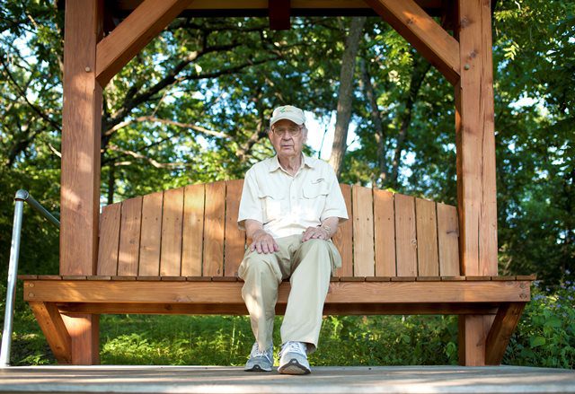 Steve Morton sitting on a bench