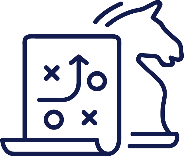 An icon of a strategy map and a chess piece